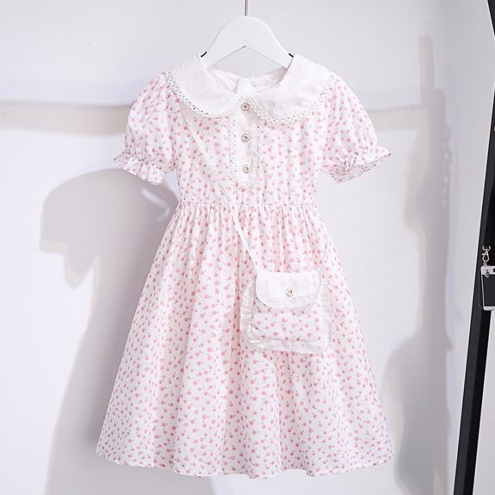 Bé Gái Tươi Đầm Mùa Hè Mới Thời Trang Bé Gái Tay Ngắn Họa Tiết Hoa Đầm Công Chúa Váy Trẻ Em