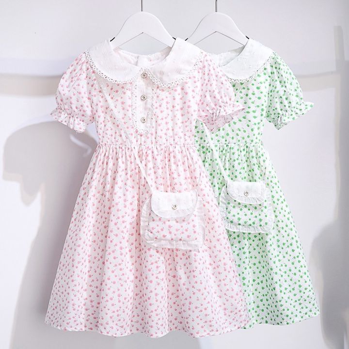 Bé Gái Tươi Đầm Mùa Hè Mới Thời Trang Bé Gái Tay Ngắn Họa Tiết Hoa Đầm Công Chúa Váy Trẻ Em