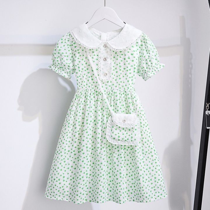 Bé Gái Tươi Đầm Mùa Hè Mới Thời Trang Bé Gái Tay Ngắn Họa Tiết Hoa Đầm Công Chúa Váy Trẻ Em