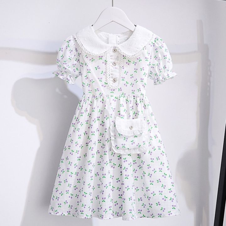 Bé Gái Tươi Đầm Mùa Hè Mới Thời Trang Bé Gái Tay Ngắn Họa Tiết Hoa Đầm Công Chúa Váy Trẻ Em