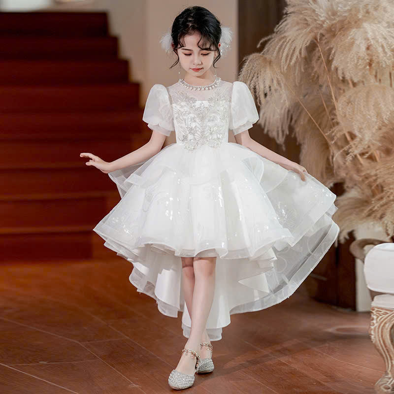 [FreeShip] [Ảnh thật] váy công chúa bé gái trắng đuôi tôm , đầm công chúa cho bé từ 8-40kg ( MÃ 023 )