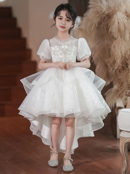 [FreeShip] [Ảnh thật] váy công chúa bé gái trắng đuôi tôm , đầm công chúa cho bé từ 8-40kg ( MÃ 023 )