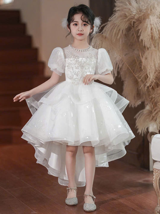 [FreeShip] [Ảnh thật] váy công chúa bé gái trắng đuôi tôm , đầm công chúa cho bé từ 8-40kg ( MÃ 023 )