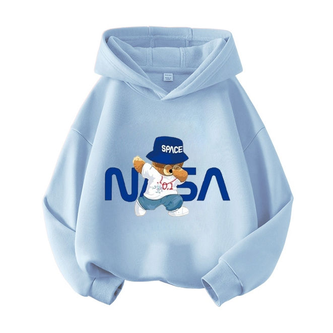 Áo Hoodie Trẻ Em Ép Nhiệt Hình Gấu NASA đơn giản dễ thương dành cho bé, chất vải nỉ cotton mềm mịn