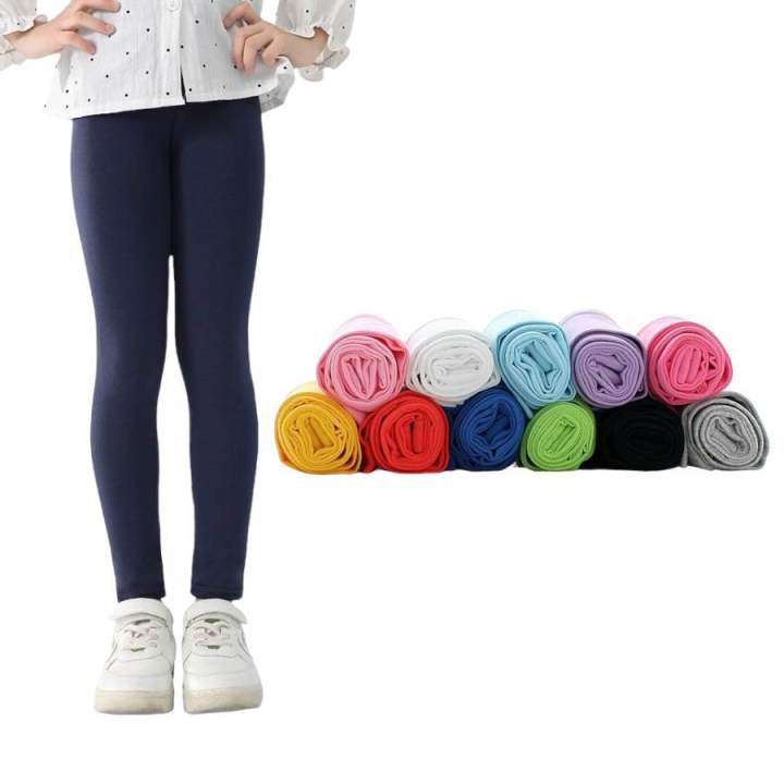 Quần legging dài trơn cho bé gái cotton xuất dư từ 10~40kg