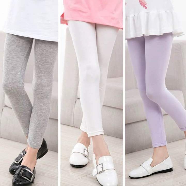 Quần legging dài trơn cho bé gái cotton xuất dư từ 10~40kg