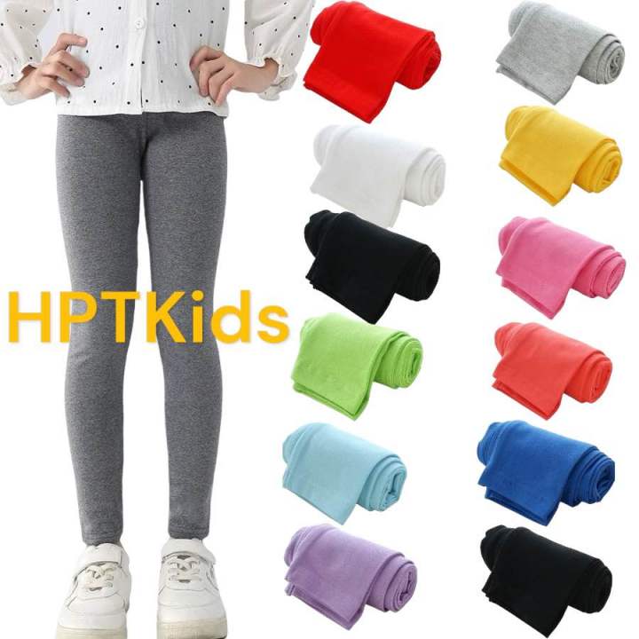 Quần legging dài trơn cho bé gái cotton xuất dư từ 10~40kg