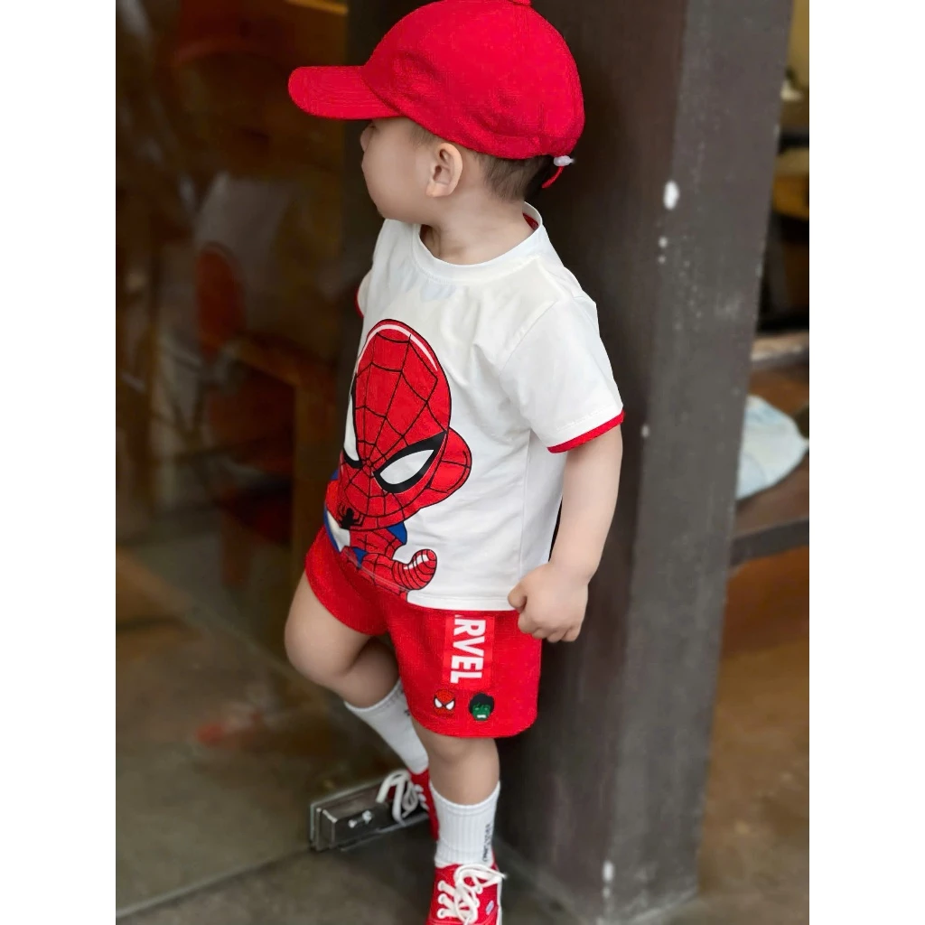 Bộ thun in hình anh hùng nhí năng động