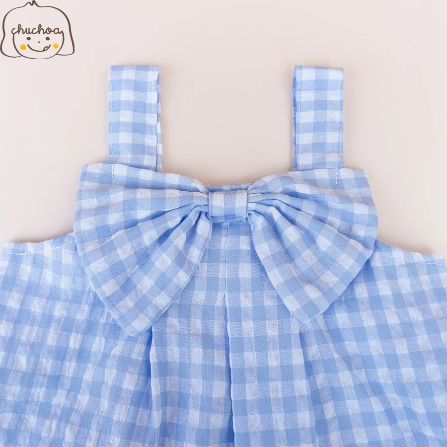 Đầm tiểu thư họa tiết ô vuông cổ điển cho bé gái