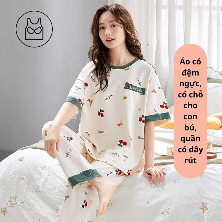 Bộ quần dài cổ tròn vải cotton mềm mại cho bé