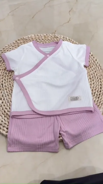 Bộ sơ sinh cộc tay cài chéo mềm mại thoáng mát Bộ Sơ Sinh Cộ