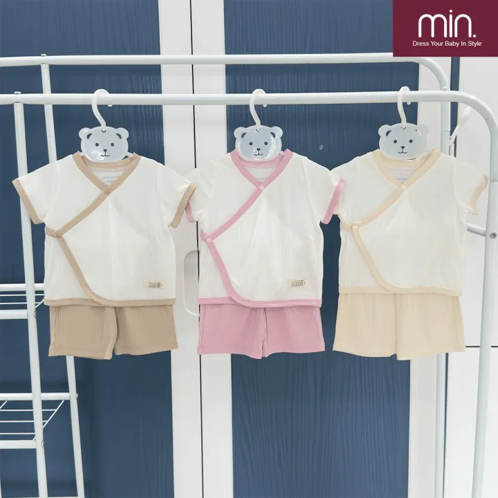 Bộ sơ sinh cộc tay cài chéo mềm mại thoáng mát Bộ Sơ Sinh Cộ