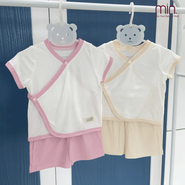 Bộ sơ sinh cộc tay cài chéo mềm mại thoáng mát Bộ Sơ Sinh Cộ