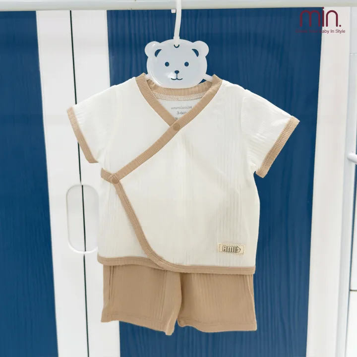 Bộ sơ sinh cộc tay cài chéo mềm mại thoáng mát Bộ Sơ Sinh Cộ