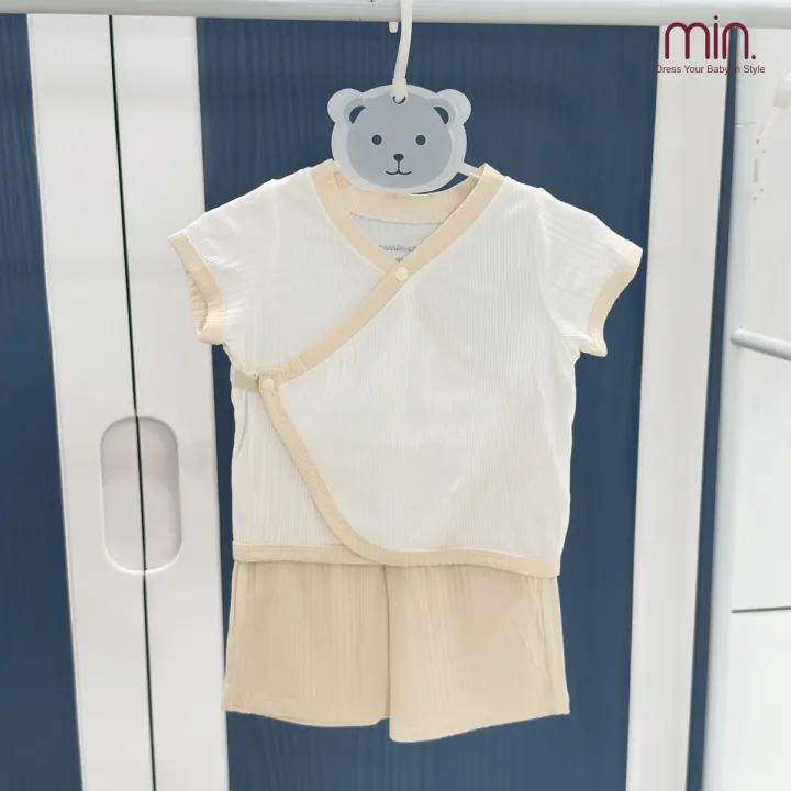 Bộ sơ sinh cộc tay cài chéo mềm mại thoáng mát Bộ Sơ Sinh Cộ