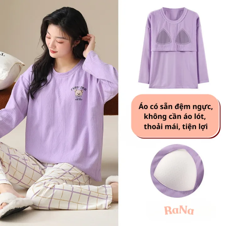Bộ đồ ngủ dài tay cotton thấm hút cho bé