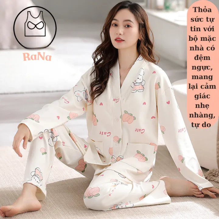 Bộ đồ ngủ dài tay cotton thấm hút cho bé