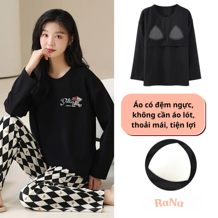 Bộ đồ ngủ dài tay cotton thấm hút cho bé