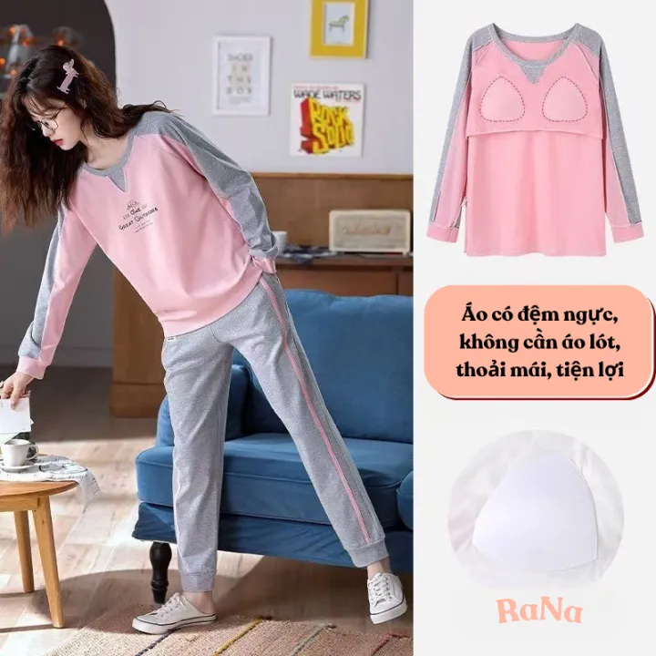 Bộ đồ ngủ dài tay cotton thấm hút cho bé