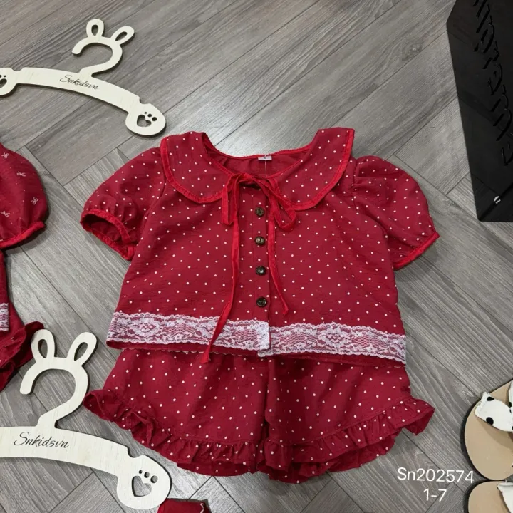 Bộ Đũi Ren Cổ Nơ 2 Màu - Siêu Xinh Cho Bé 1-5 Tuổi