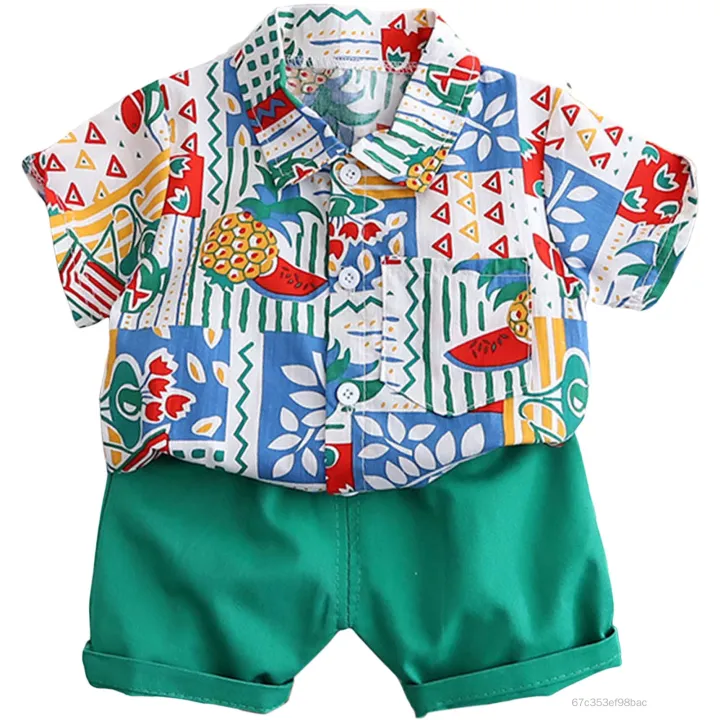 Bộ đồ cotton bé trai in khủng long dễ thương