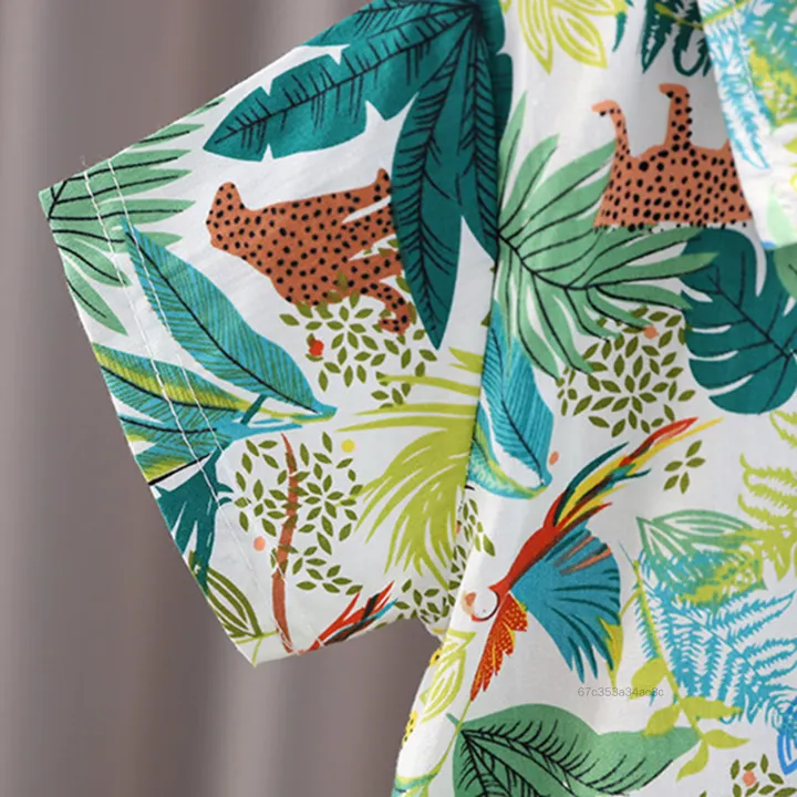 Bộ đồ cotton bé trai in khủng long dễ thương