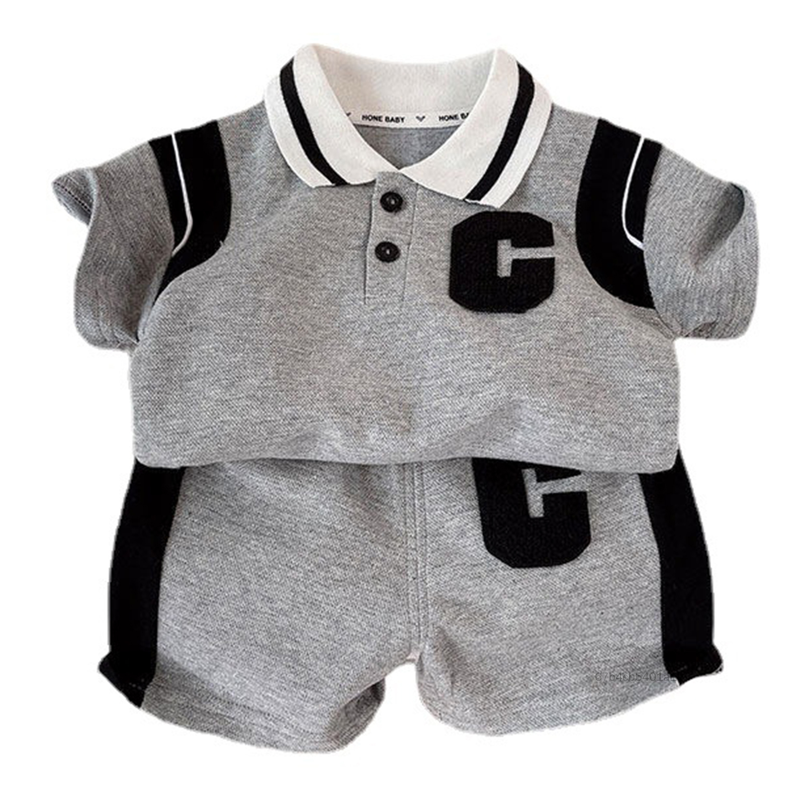 Trẻ em Quần short nam Set Thời trang Phong cách thể thao Áo sơ mi ve áo với quần short cho trang phục thời tiết nóng mùa hè FK-VN