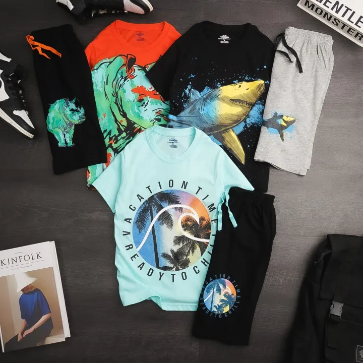 [18kg-55kg] Bộ thun cotton thoáng mát bé trai Oshkosh đại.