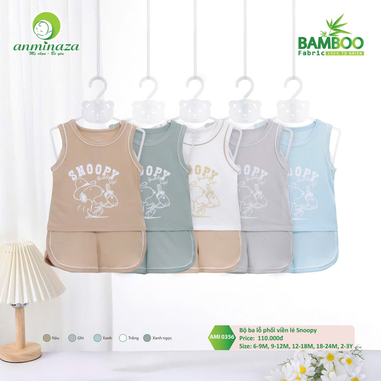 Bộ sát nách in hình Snoopy phối viền nổi bật cho bé yêu