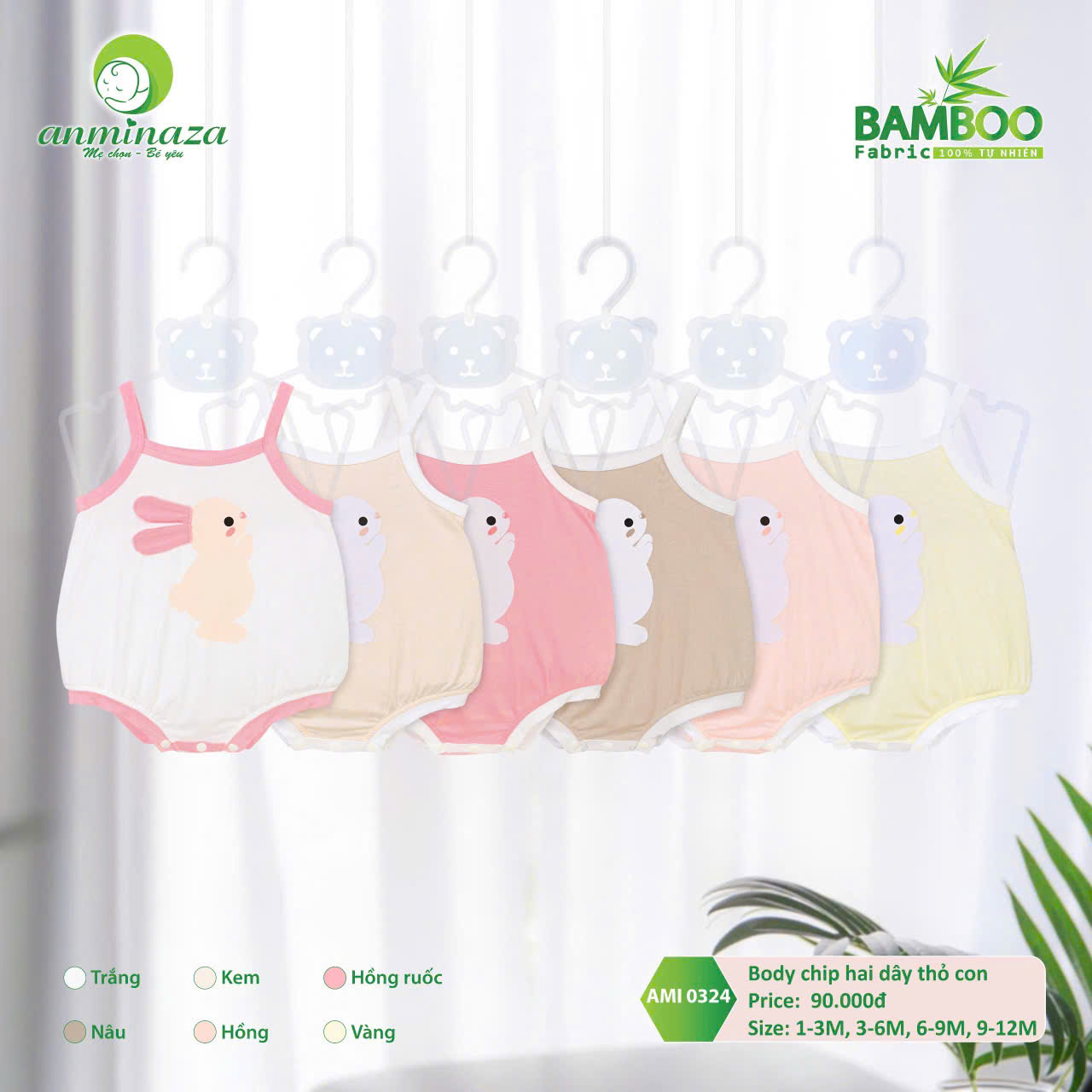Body chip hai dây cotton mềm mịn cho bé sơ sinh