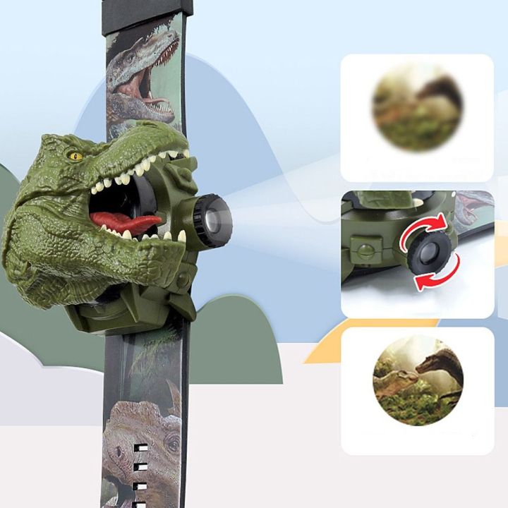 BEA BEATRICE Dễ thương Trẻ em Tyrannosaurus Rex Đồng hồ sinh viên Áo ba lỗ Điện tử Hoạt hình Đồng hồ trẻ em Đồng hồ đeo tay kỹ thuật số Đồng hồ chiếu hình khủng long