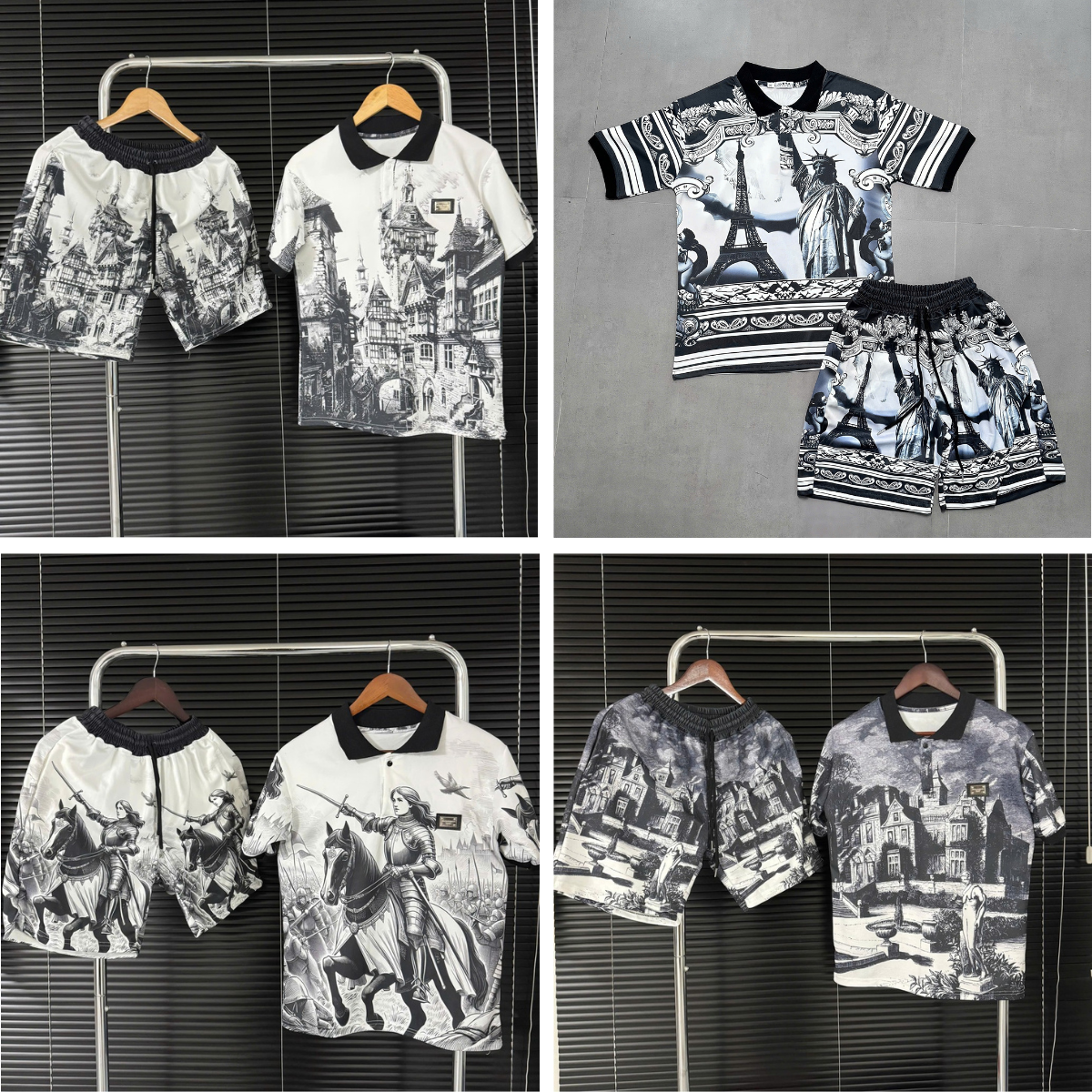 Bộ Quần Áo Nam Ngắn Tay Phối Họa Tiết Nhiều Mẫu Bộ Đồ Nam Cộc Tay Chất Cotton 2 Chiều Thoáng Mát