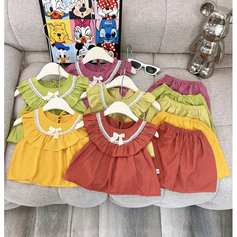 Set hè mát lạnh bèo nhún xinh xắn cho bé gái