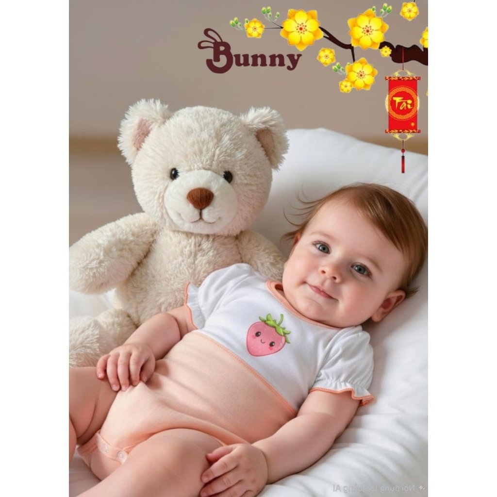 Body sơ sinh phối màu Bunnybaby vải sợi gỗ Modal thoáng mát