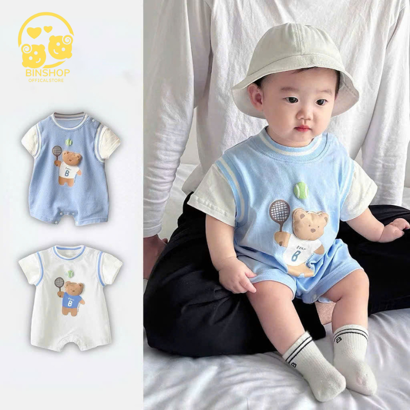 Bodysuit cotton họa tiết gấu nhỏ xinh cho bé yêu