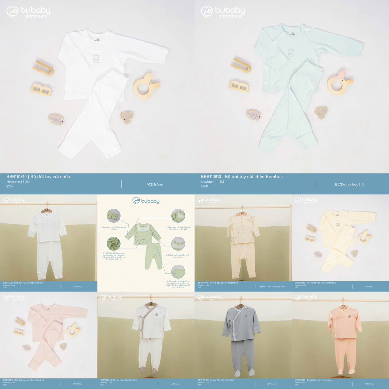 Bộ đồ sơ sinh cài lệch sợi tre cao cấp Minnie 1992