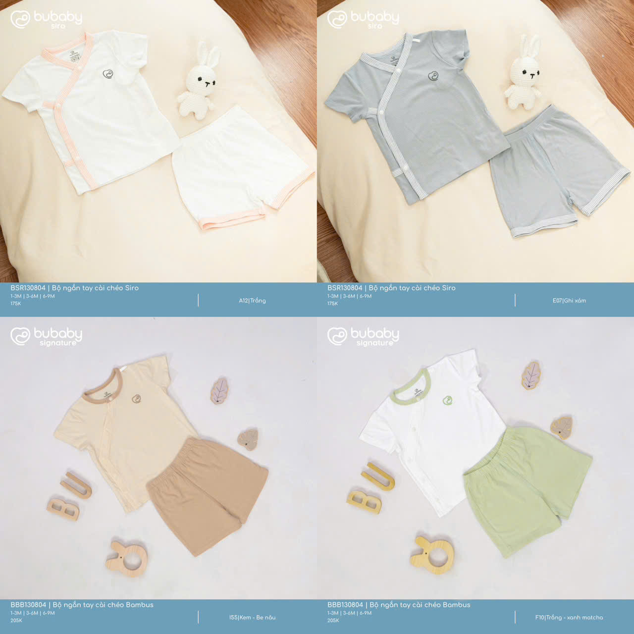 Bộ đồ sơ sinh BU BABY cài chéo thoáng mát cho bé yêu