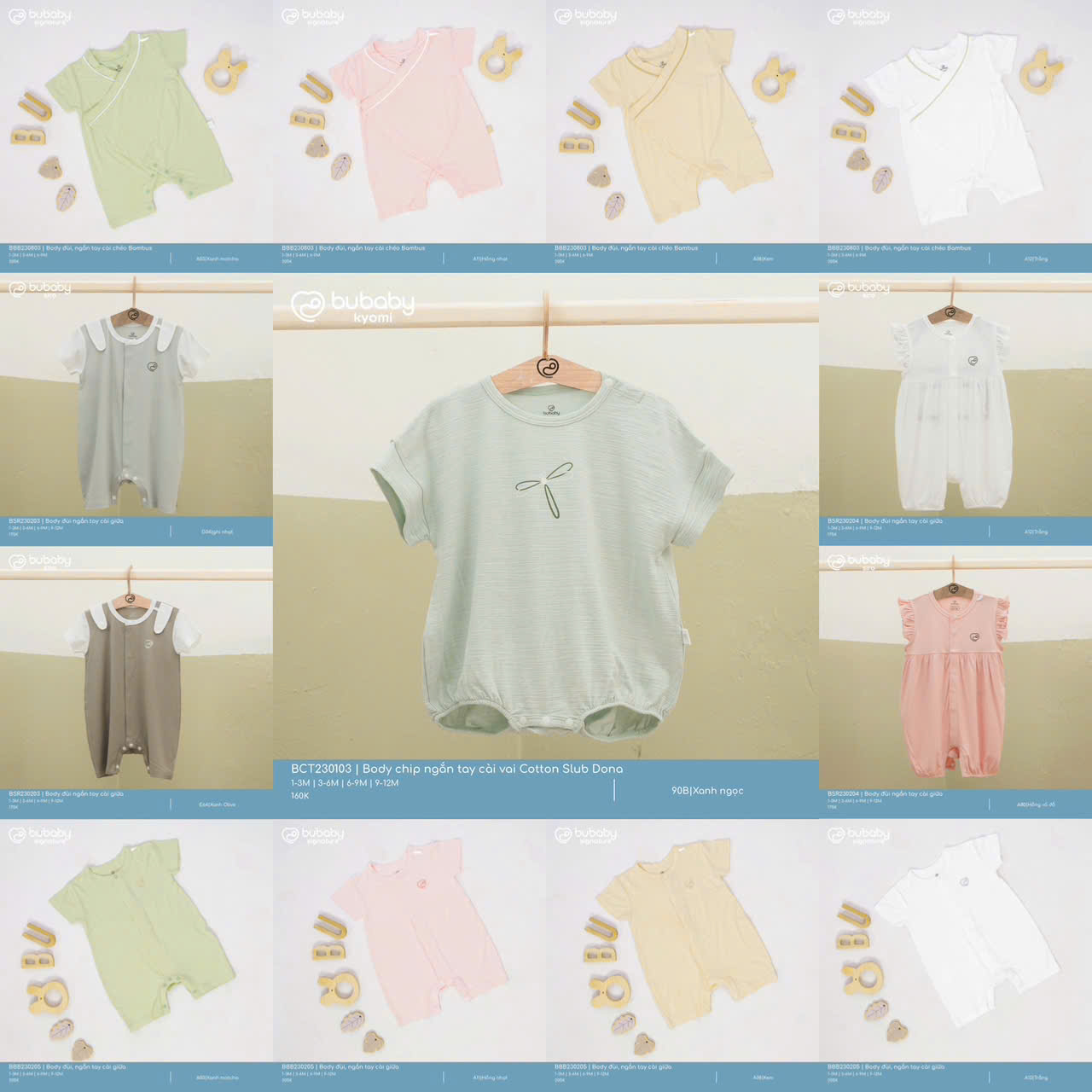 Body cộc tay sợi tre BU Baby êm mềm cho bé yêu