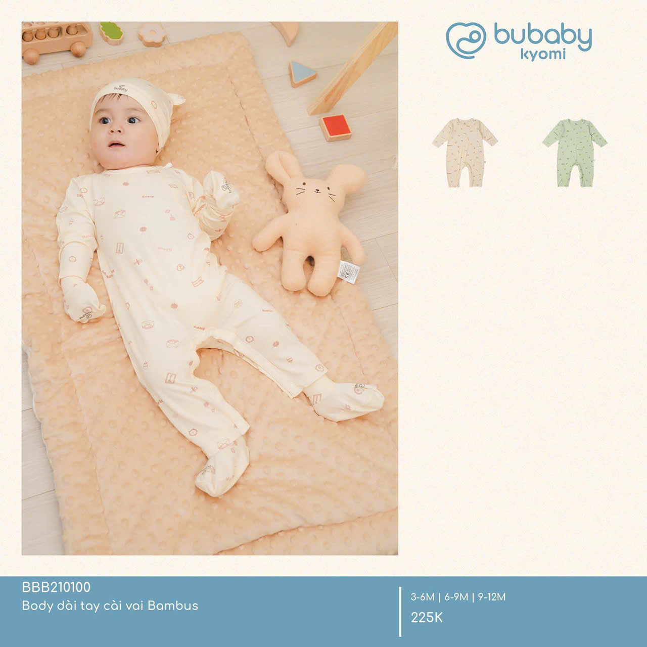 Body dài tay sợi tre tự nhiên cho bé yêu