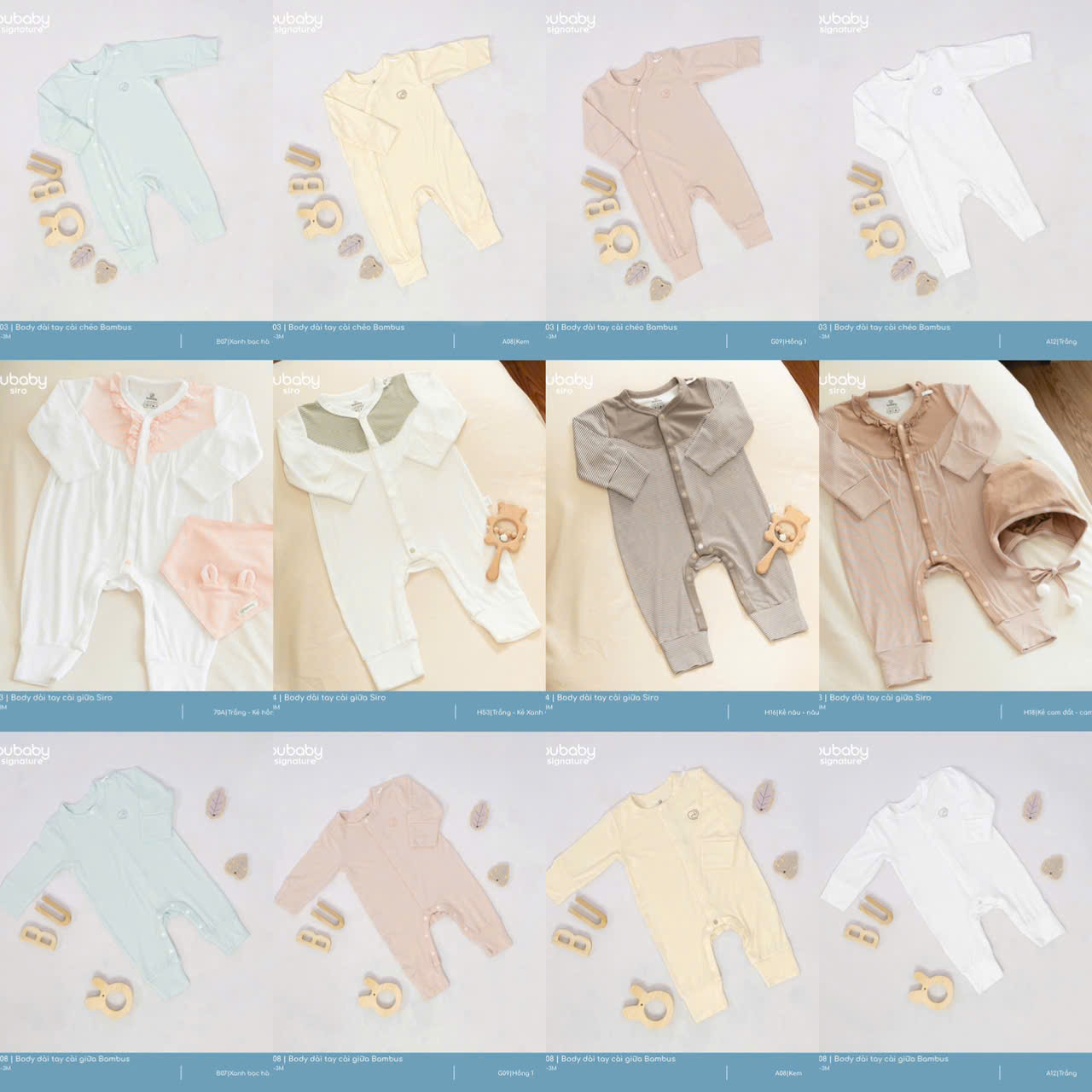 Body dài tay BU Baby sợi tre mềm mại cho bé sơ sinh