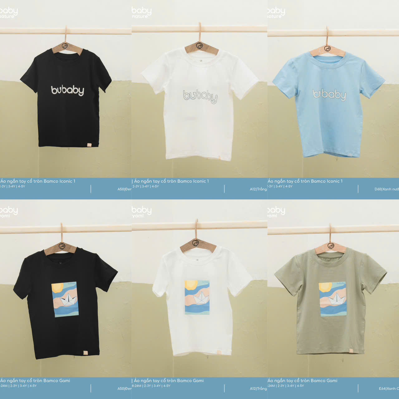 Áo Phông Cộc Tay Sợi Tre BU Cao Cấp Cho Bé Trai Bé Gái