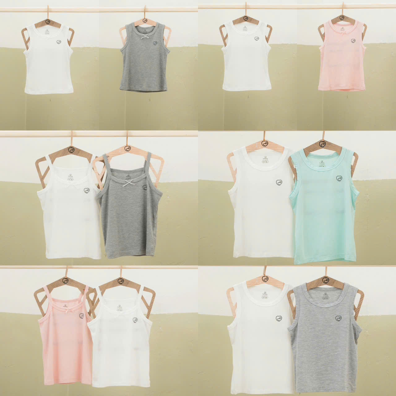 Set đôi áo ba lỗ cotton cao cấp BU Baby cho bé