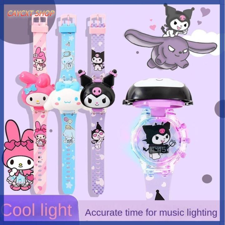 CAYCXT SHOP Hoạt hình 3D Đồng hồ LED Phát sáng ban đêm Labubu Đồng hồ Thời trang Âm nhạc Đồng hồ số Dành cho trẻ em