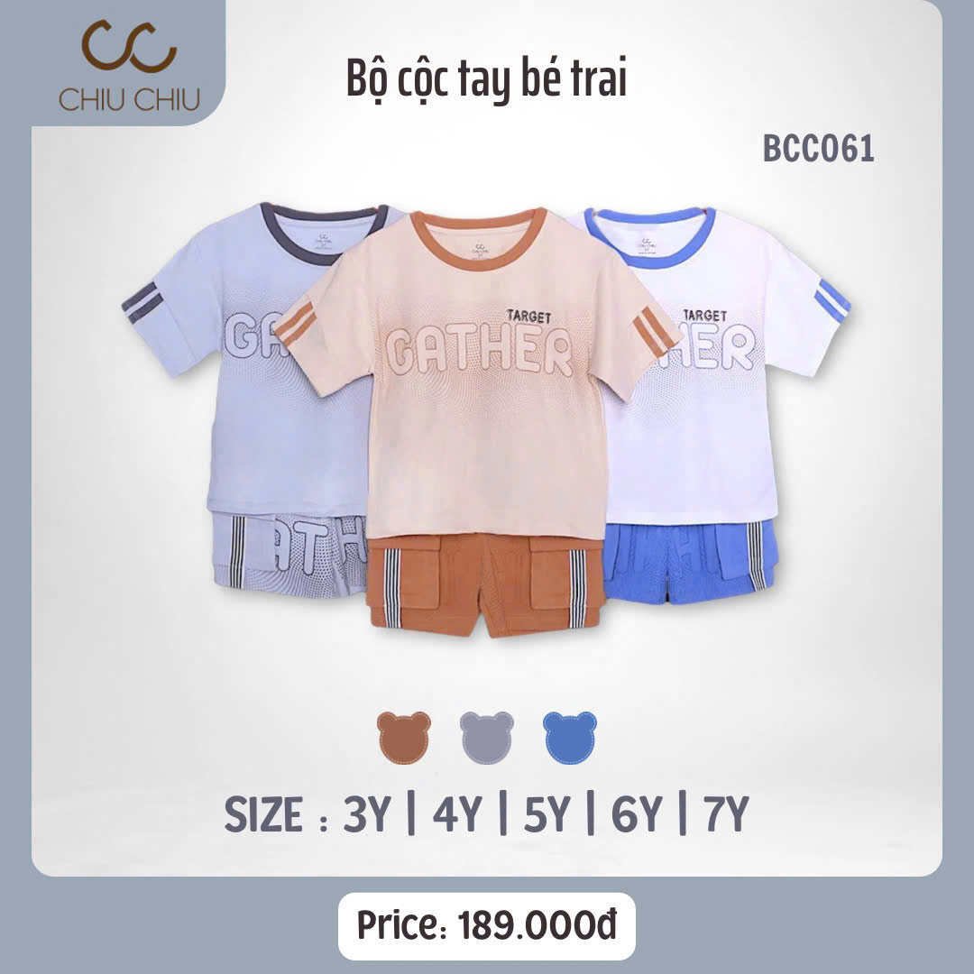 Set Đồ Hè Cộc Tay Chiu Chiu Năng Động Cho Bé 3-7 Tuổi