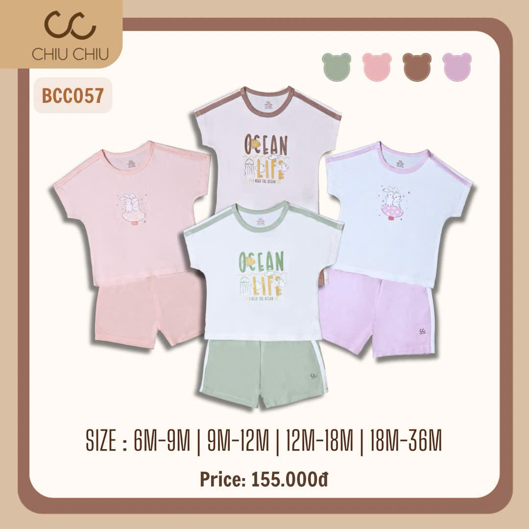 Set Đồ Cộc Tay Cotton Mùa Hè Năng Động Cho Bé