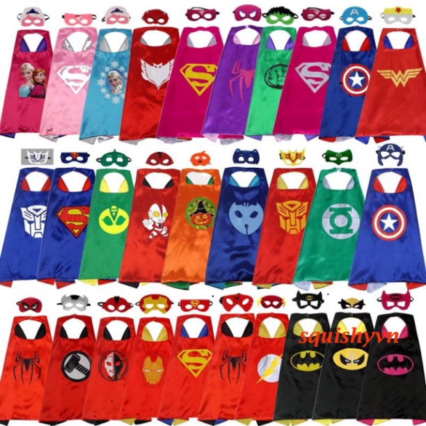 (Có Sẵn) Áo Choàng Siêu Nhân Kèm Mặt Nạ, Đồ Hoá Trang Siêu Anh Hùng Avengers Cho Trẻ Em