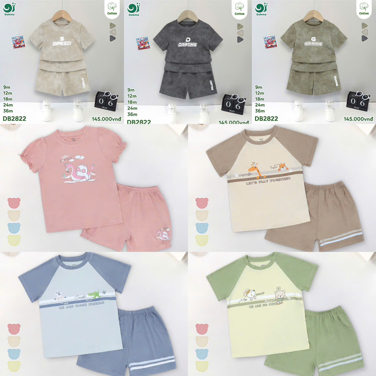Bộ đồ hè Dokma cotton thoáng mát cho bé yêu