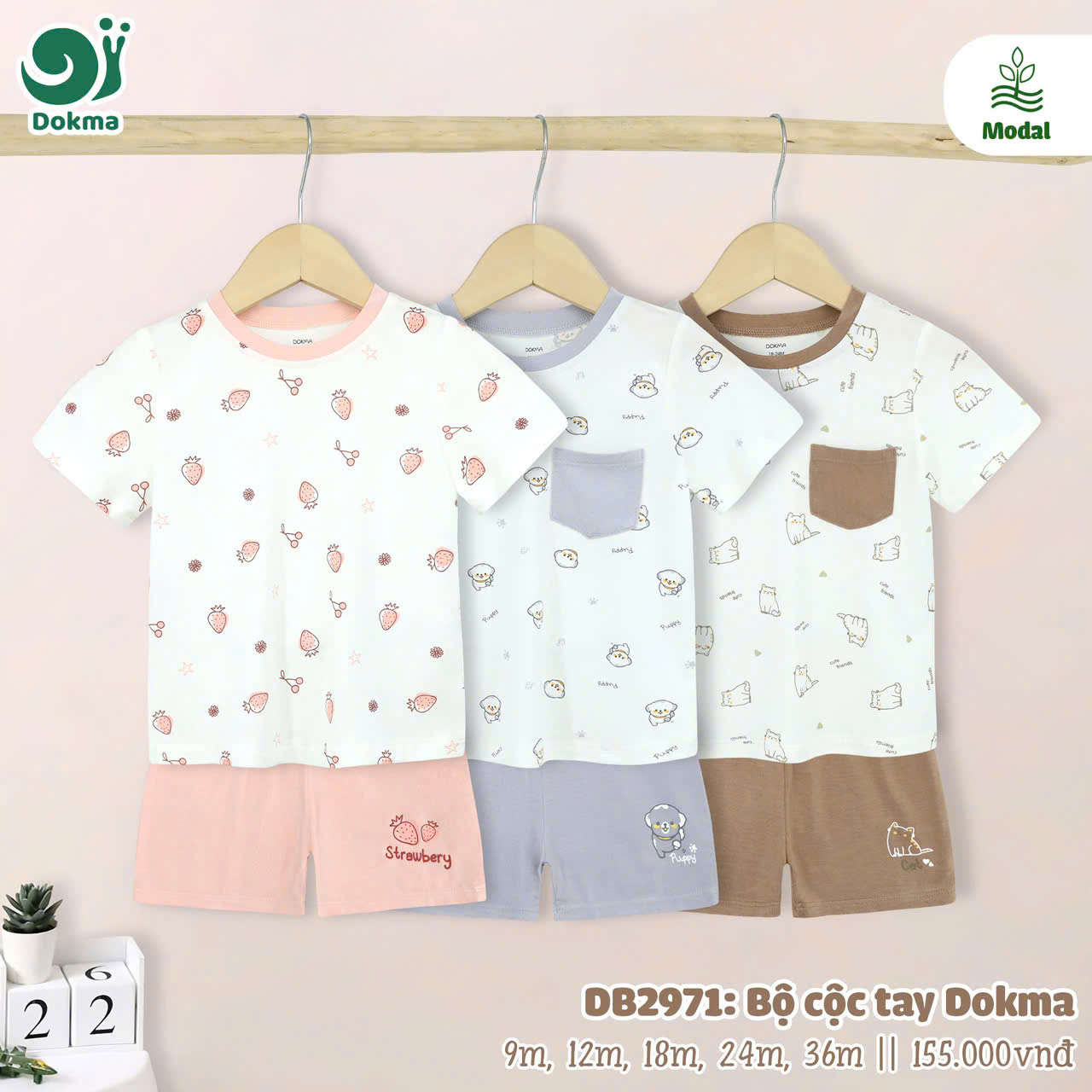 Bộ đồ hè Dokma cotton thoáng mát cho bé yêu