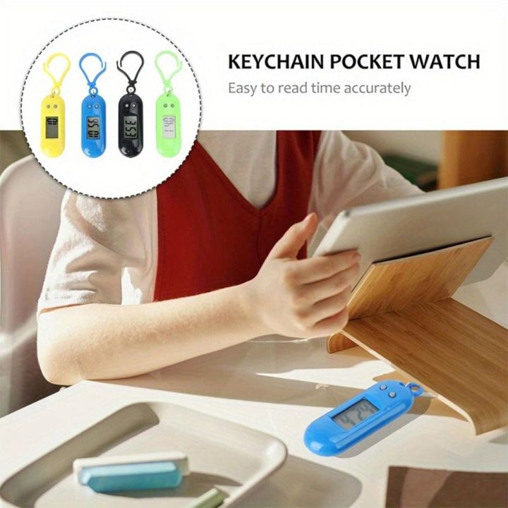 DSFZC Màn hình chìa khóa Móc khóa đồng hồ điện tử kỹ thuật số Bảng hiển thị thời gian Đồng hồ hình bầu dục Móc khóa đồng hồ điện tử Đồng hồ đeo tay Nhỏ Đồng hồ kỹ thuật số LED Mini Sinh viên