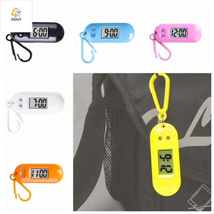 DSIUY Màn hình chìa khóa Móc khóa đồng hồ điện tử kỹ thuật số Bảng hiển thị thời gian Đồng hồ hình bầu dục Móc khóa đồng hồ điện tử Đồng hồ học tập bỏ túi Nhỏ Đồng hồ kỹ thuật số LED Mini Sinh viên